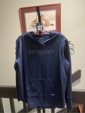 Life Is Good Navy Blue 'Optimist' Pullover Hoodie Medium #327
